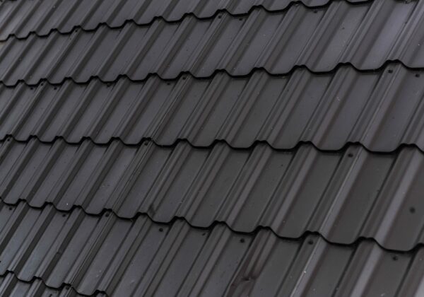 a close up of a roof with a black shinnel